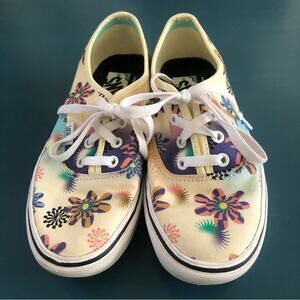 Vans Authentic ComfyCush Floral Daze Yellow & Blue Skate Shoes Womens Si…